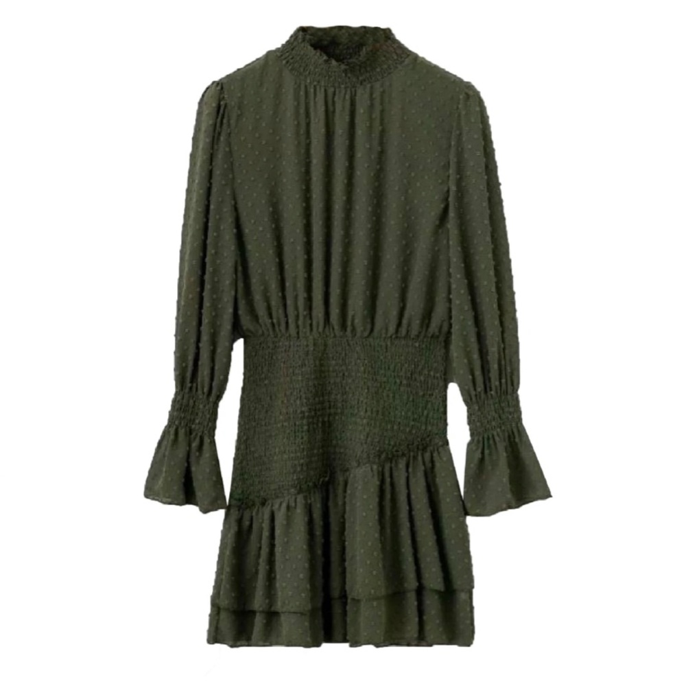 Inca Ruched Frilled Mini Dress